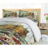 Ambesonne Christmas Duvet Cover Set, Xmas Baubles on Snow with Snowflakes Ice Holiday Humanitarian Artwork Illustration, Decorative 3 Piece Bedding Set with 2 Pillow Shams, Queen Size, White Red(Earth Yellow)