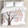 Ambesonne Christmas Duvet Cover Set, Xmas Baubles on Snow with Snowflakes Ice Holiday Humanitarian Artwork Illustration, Decorative 3 Piece Bedding Set with 2 Pillow Shams, Queen Size, White Red(Coral Yellow)