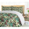 Ambesonne Christmas Duvet Cover Set, Xmas Baubles on Snow with Snowflakes Ice Holiday Humanitarian Artwork Illustration, Decorative 3 Piece Bedding Set with 2 Pillow Shams, Queen Size, White Red(Fern Green and Vermilion)