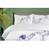 Ambesonne Christmas Duvet Cover Set, Xmas Baubles on Snow with Snowflakes Ice Holiday Humanitarian Artwork Illustration, Decorative 3 Piece Bedding Set with 2 Pillow Shams, Queen Size, White Red(Violet Blue)