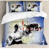 Ambesonne Christmas Duvet Cover Set, Xmas Baubles on Snow with Snowflakes Ice Holiday Humanitarian Artwork Illustration, Decorative 3 Piece Bedding Set with 2 Pillow Shams, Queen Size, White Red(Lavender Blue)