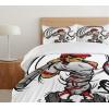Ambesonne Christmas Duvet Cover Set, Xmas Baubles on Snow with Snowflakes Ice Holiday Humanitarian Artwork Illustration, Decorative 3 Piece Bedding Set with 2 Pillow Shams, Queen Size, White Red(Grey Red White)