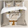 Ambesonne Christmas Duvet Cover Set, Xmas Baubles on Snow with Snowflakes Ice Holiday Humanitarian Artwork Illustration, Decorative 3 Piece Bedding Set with 2 Pillow Shams, Queen Size, White Red(Taupe Beige Yellow)