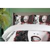 Ambesonne Christmas Duvet Cover Set, Xmas Baubles on Snow with Snowflakes Ice Holiday Humanitarian Artwork Illustration, Decorative 3 Piece Bedding Set with 2 Pillow Shams, Queen Size, White Red(Red Grey)