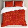 Ambesonne Christmas Duvet Cover Set, Xmas Baubles on Snow with Snowflakes Ice Holiday Humanitarian Artwork Illustration, Decorative 3 Piece Bedding Set with 2 Pillow Shams, Queen Size, White Red(Vermilion Apricot Maroon)