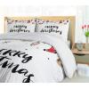 Ambesonne Christmas Duvet Cover Set, Xmas Baubles on Snow with Snowflakes Ice Holiday Humanitarian Artwork Illustration, Decorative 3 Piece Bedding Set with 2 Pillow Shams, Queen Size, White Red(Black)