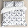 Ambesonne Christmas Duvet Cover Set, Xmas Baubles on Snow with Snowflakes Ice Holiday Humanitarian Artwork Illustration, Decorative 3 Piece Bedding Set with 2 Pillow Shams, Queen Size, White Red(Blue White)