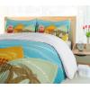 Ambesonne Christmas Duvet Cover Set, Xmas Baubles on Snow with Snowflakes Ice Holiday Humanitarian Artwork Illustration, Decorative 3 Piece Bedding Set with 2 Pillow Shams, Queen Size, White Red(Blue Mustard)