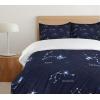 Ambesonne Christmas Duvet Cover Set, Xmas Baubles on Snow with Snowflakes Ice Holiday Humanitarian Artwork Illustration, Decorative 3 Piece Bedding Set with 2 Pillow Shams, Queen Size, White Red(Blue and White)