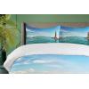 Ambesonne Christmas Duvet Cover Set, Xmas Baubles on Snow with Snowflakes Ice Holiday Humanitarian Artwork Illustration, Decorative 3 Piece Bedding Set with 2 Pillow Shams, Queen Size, White Red(Ice Blue)