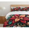 Ambesonne Christmas Duvet Cover Set, Xmas Baubles on Snow with Snowflakes Ice Holiday Humanitarian Artwork Illustration, Decorative 3 Piece Bedding Set with 2 Pillow Shams, Queen Size, White Red(Hot Pink Forest Green and Tan)