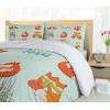 Ambesonne Christmas Duvet Cover Set, Xmas Baubles on Snow with Snowflakes Ice Holiday Humanitarian Artwork Illustration, Decorative 3 Piece Bedding Set with 2 Pillow Shams, Queen Size, White Red(Blue Orange)
