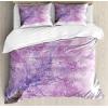 Ambesonne Christmas Duvet Cover Set, Xmas Baubles on Snow with Snowflakes Ice Holiday Humanitarian Artwork Illustration, Decorative 3 Piece Bedding Set with 2 Pillow Shams, Queen Size, White Red(Purple Lavender)