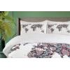 Ambesonne Christmas Duvet Cover Set, Xmas Baubles on Snow with Snowflakes Ice Holiday Humanitarian Artwork Illustration, Decorative 3 Piece Bedding Set with 2 Pillow Shams, Queen Size, White Red(Plum Coral Turquoise)
