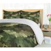 Ambesonne Christmas Duvet Cover Set, Xmas Baubles on Snow with Snowflakes Ice Holiday Humanitarian Artwork Illustration, Decorative 3 Piece Bedding Set with 2 Pillow Shams, Queen Size, White Red(Pale Green Brown Green)