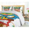 Ambesonne Christmas Duvet Cover Set, Xmas Baubles on Snow with Snowflakes Ice Holiday Humanitarian Artwork Illustration, Decorative 3 Piece Bedding Set with 2 Pillow Shams, Queen Size, White Red(Brown Coral)
