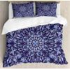 Ambesonne Christmas Duvet Cover Set, Xmas Baubles on Snow with Snowflakes Ice Holiday Humanitarian Artwork Illustration, Decorative 3 Piece Bedding Set with 2 Pillow Shams, Queen Size, White Red(Dark Violet Blue)
