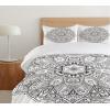 Ambesonne Christmas Duvet Cover Set, Xmas Baubles on Snow with Snowflakes Ice Holiday Humanitarian Artwork Illustration, Decorative 3 Piece Bedding Set with 2 Pillow Shams, Queen Size, White Red(Charcoal)
