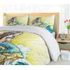 Ambesonne Christmas Duvet Cover Set, Xmas Baubles on Snow with Snowflakes Ice Holiday Humanitarian Artwork Illustration, Decorative 3 Piece Bedding Set with 2 Pillow Shams, Queen Size, White Red(Purple Yellow)