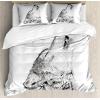 Ambesonne Christmas Duvet Cover Set, Xmas Baubles on Snow with Snowflakes Ice Holiday Humanitarian Artwork Illustration, Decorative 3 Piece Bedding Set with 2 Pillow Shams, Queen Size, White Red(Pale Charcoal Black)