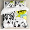Ambesonne Christmas Duvet Cover Set, Xmas Baubles on Snow with Snowflakes Ice Holiday Humanitarian Artwork Illustration, Decorative 3 Piece Bedding Set with 2 Pillow Shams, Queen Size, White Red(Black Lime)