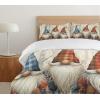 Ambesonne Christmas Duvet Cover Set, Xmas Baubles on Snow with Snowflakes Ice Holiday Humanitarian Artwork Illustration, Decorative 3 Piece Bedding Set with 2 Pillow Shams, Queen Size, White Red(Blue Brown Burnt Sienna)