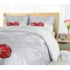 Ambesonne Christmas Duvet Cover Set, Xmas Baubles on Snow with Snowflakes Ice Holiday Humanitarian Artwork Illustration, Decorative 3 Piece Bedding Set with 2 Pillow Shams, Queen Size, White Red(White Red)