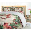 Ambesonne Christmas Duvet Cover Set, Xmas Baubles on Snow with Snowflakes Ice Holiday Humanitarian Artwork Illustration, Decorative 3 Piece Bedding Set with 2 Pillow Shams, Queen Size, White Red(Dark Coral Green and Beige)