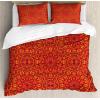 Ambesonne Christmas Duvet Cover Set, Xmas Baubles on Snow with Snowflakes Ice Holiday Humanitarian Artwork Illustration, Decorative 3 Piece Bedding Set with 2 Pillow Shams, Queen Size, White Red(Vermilion Apricot Maroon)