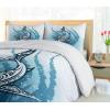 Ambesonne Christmas Duvet Cover Set, Xmas Baubles on Snow with Snowflakes Ice Holiday Humanitarian Artwork Illustration, Decorative 3 Piece Bedding Set with 2 Pillow Shams, Queen Size, White Red(Indigo White)
