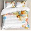 Ambesonne Christmas Duvet Cover Set, Xmas Baubles on Snow with Snowflakes Ice Holiday Humanitarian Artwork Illustration, Decorative 3 Piece Bedding Set with 2 Pillow Shams, Queen Size, White Red(Yellow Orange)
