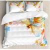 Ambesonne Christmas Duvet Cover Set, Xmas Baubles on Snow with Snowflakes Ice Holiday Humanitarian Artwork Illustration, Decorative 3 Piece Bedding Set with 2 Pillow Shams, Queen Size, White Red(Yellow Orange)