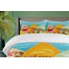 Ambesonne Christmas Duvet Cover Set, Xmas Baubles on Snow with Snowflakes Ice Holiday Humanitarian Artwork Illustration, Decorative 3 Piece Bedding Set with 2 Pillow Shams, Queen Size, White Red(Blue Mustard)