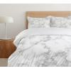 Ambesonne Christmas Duvet Cover Set, Xmas Baubles on Snow with Snowflakes Ice Holiday Humanitarian Artwork Illustration, Decorative 3 Piece Bedding Set with 2 Pillow Shams, Queen Size, White Red(Pale Grey Dust)