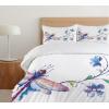 Ambesonne Christmas Duvet Cover Set, Xmas Baubles on Snow with Snowflakes Ice Holiday Humanitarian Artwork Illustration, Decorative 3 Piece Bedding Set with 2 Pillow Shams, Queen Size, White Red(Green Purple and Blue)