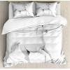 Ambesonne Christmas Duvet Cover Set, Xmas Baubles on Snow with Snowflakes Ice Holiday Humanitarian Artwork Illustration, Decorative 3 Piece Bedding Set with 2 Pillow Shams, Queen Size, White Red(Pale Gray)