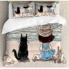 Ambesonne Christmas Duvet Cover Set, Xmas Baubles on Snow with Snowflakes Ice Holiday Humanitarian Artwork Illustration, Decorative 3 Piece Bedding Set with 2 Pillow Shams, Queen Size, White Red(Tan Black)