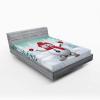 Ambesonne Christmas Fitted Sheet, Snowman with Santa Hat in The Garden with a Gift Box and Candle Cartoon Image, Soft Decorative Fabric Bedding All-Round Elastic Pocket, Twin Size, White Brown(White Teal)
