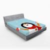 Ambesonne Christmas Fitted Sheet, Snowman with Santa Hat in The Garden with a Gift Box and Candle Cartoon Image, Soft Decorative Fabric Bedding All-Round Elastic Pocket, Twin Size, White Brown(Pale Blue)