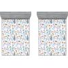 Ambesonne Christmas Fitted Sheet, Snowman with Santa Hat in The Garden with a Gift Box and Candle Cartoon Image, Soft Decorative Fabric Bedding All-Round Elastic Pocket, Twin Size, White Brown(Blue)