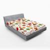 Ambesonne Christmas Fitted Sheet, Snowman with Santa Hat in The Garden with a Gift Box and Candle Cartoon Image, Soft Decorative Fabric Bedding All-Round Elastic Pocket, Twin Size, White Brown(Red Cinnamon)