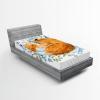 Ambesonne Christmas Fitted Sheet, Snowman with Santa Hat in The Garden with a Gift Box and Candle Cartoon Image, Soft Decorative Fabric Bedding All-Round Elastic Pocket, Twin Size, White Brown(Olive)