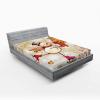 Ambesonne Christmas Fitted Sheet, Snowman with Santa Hat in The Garden with a Gift Box and Candle Cartoon Image, Soft Decorative Fabric Bedding All-Round Elastic Pocket, Twin Size, White Brown(Beige White)