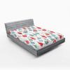 Ambesonne Christmas Fitted Sheet, Snowman with Santa Hat in The Garden with a Gift Box and Candle Cartoon Image, Soft Decorative Fabric Bedding All-Round Elastic Pocket, Twin Size, White Brown(Blue Red)
