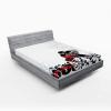 Ambesonne Christmas Fitted Sheet, Xmas Elements Candies Snowman Fir Sweets Celebration Theme, Bed Cover with All-Round Elastic Deep Pocket for Comfort, Twin XL Size, Orange White(Red Black)