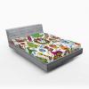 Ambesonne Christmas Fitted Sheet, Xmas Elements Candies Snowman Fir Sweets Celebration Theme, Bed Cover with All-Round Elastic Deep Pocket for Comfort, Twin XL Size, Orange White(Orange White)