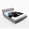 Ambesonne Christmas Fitted Sheet, Xmas Elements Candies Snowman Fir Sweets Celebration Theme, Bed Cover with All-Round Elastic Deep Pocket for Comfort, Twin XL Size, Orange White(Blue Black)