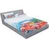 Ambesonne Christmas Fitted Sheet & Pillow Sham Set, Vintage Truck in Snowy Winter Scene Tree and Gifts Candy Cane Kids Print, Decorative Printed 3 Piece Bedding Decor Set, Full, Blue White Red