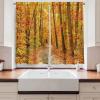 Ambesonne Christmas Kitchen Curtains, Winter Night Country Landscape with Little House Among Pine Trees and Snow, Window Drapes 2 Panel Set for Kitchen Cafe Decor, 55″ x 39″, Navy Blue Yellow(Orange Pale Green Brown)