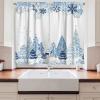 Ambesonne Christmas Kitchen Curtains, Winter Night Country Landscape with Little House Among Pine Trees and Snow, Window Drapes 2 Panel Set for Kitchen Cafe Decor, 55″ x 39″, Navy Blue Yellow(Blue White)